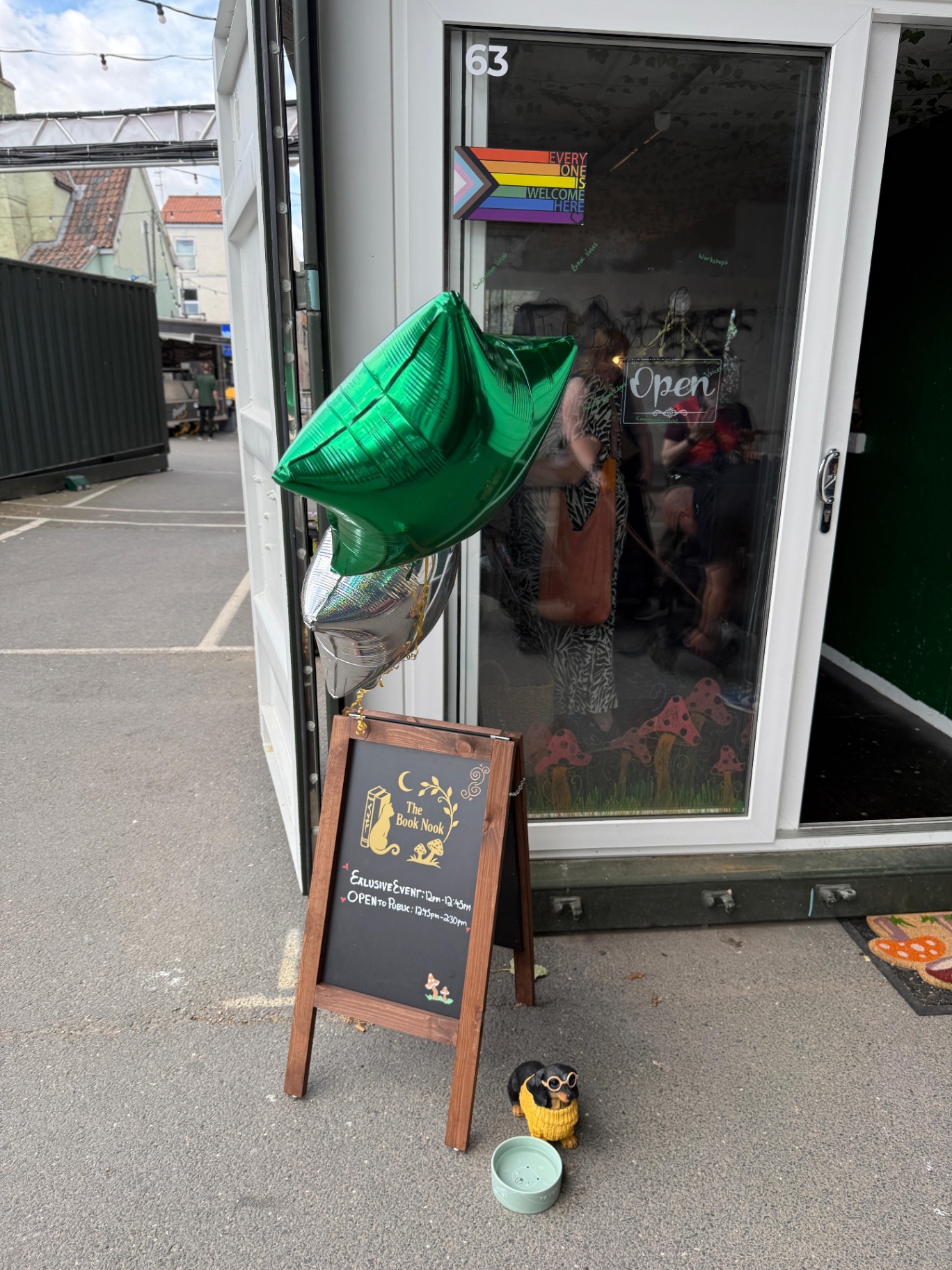 The Book Nook shopfront with balloons on opening day